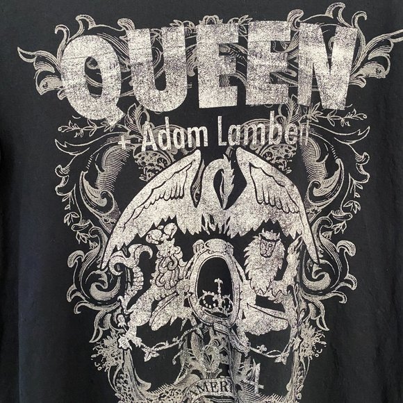 Queen + Adam Lambert Shirt Men Medium M Black North America Concert Tour Cotton - Picture 3 of 6
